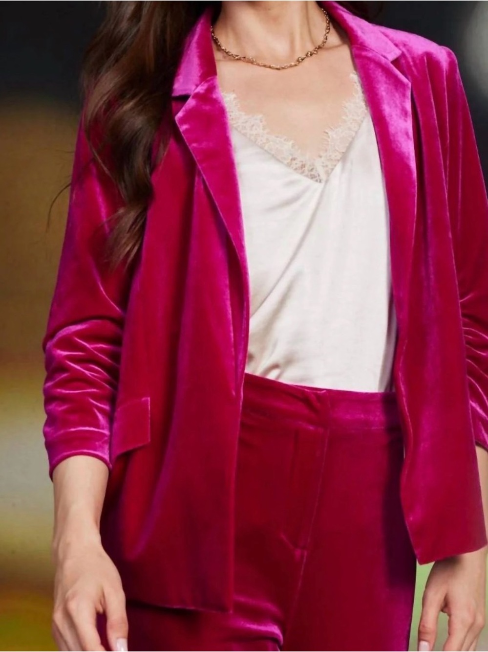 Skies Are Blue Velvet Blazer in Fuchsia Pink size LARGE New without tags